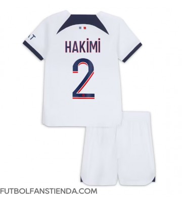 Paris Saint-Germain Achraf Hakimi #2 Segunda Equipación Niños 2023-24 Manga Corta (+ Pantalones cortos)